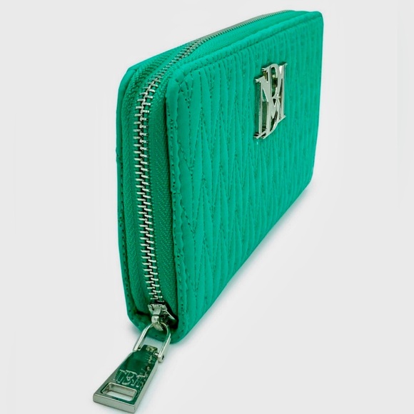 Badgley Mischka Quilted Green Chain Shoulder Bag PLUS Zipper Wallet - Picture 6 of 7